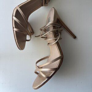 STEVE MADDEN Gold Ankle Strap High Heel Sandals 7